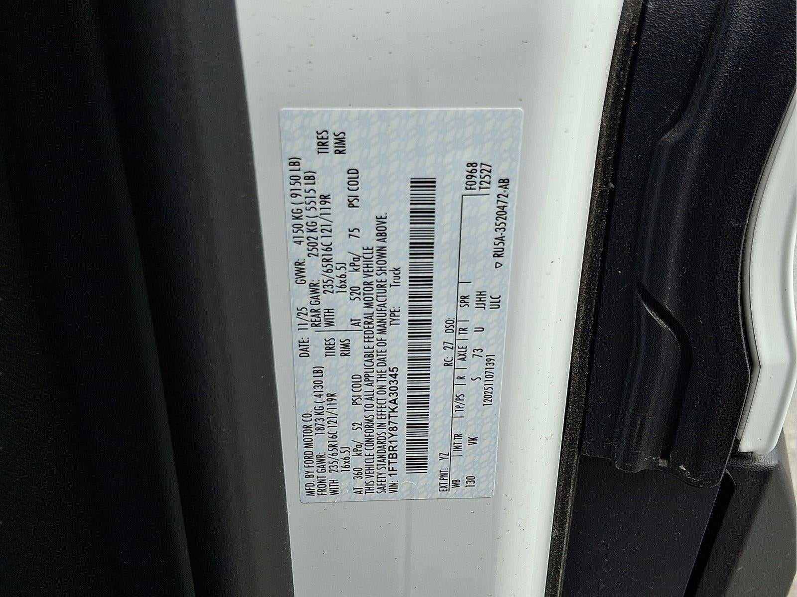 2026 Ford Transit Cargo Van T-250 130" Low Rf 9150 GVWR RWD