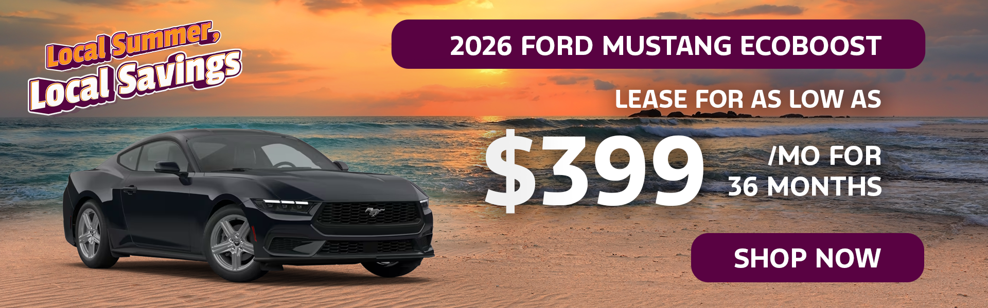 Lease for $399/Mo for 36 Mo | 2026 Ford Mustang